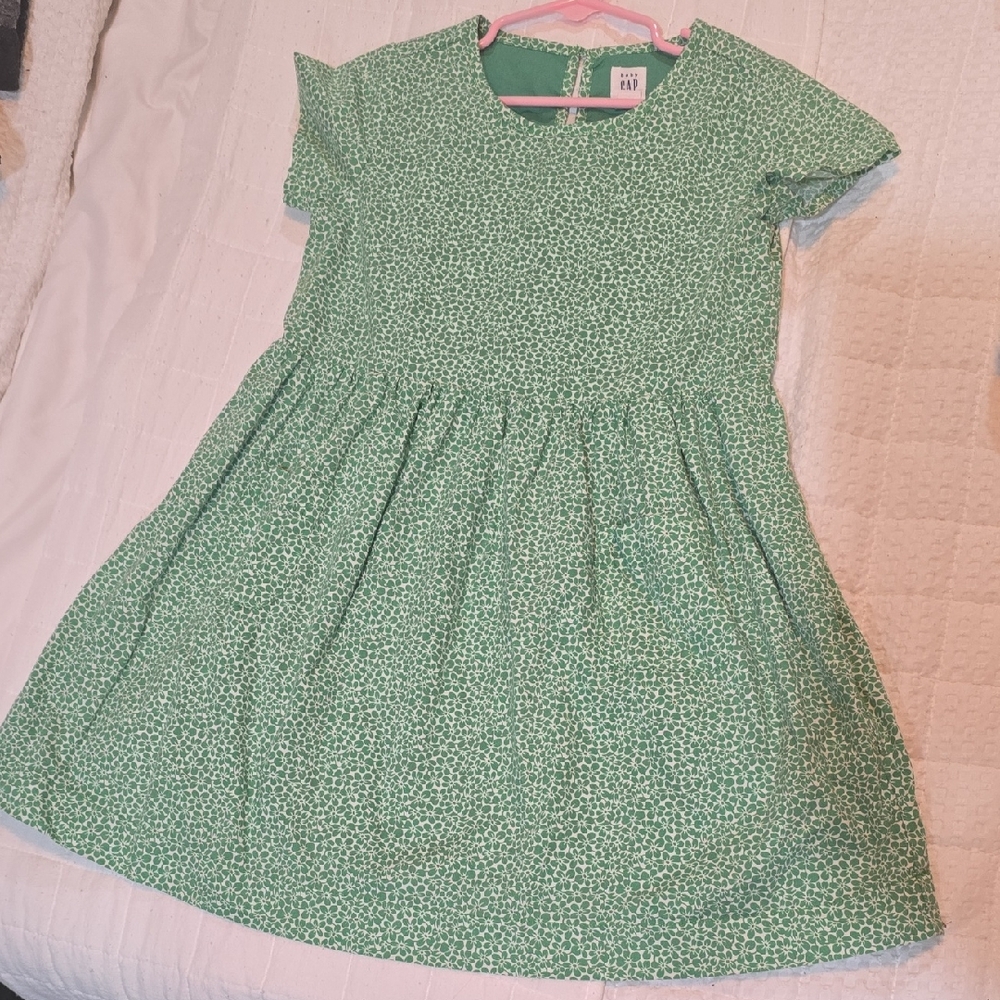 GAP Green Smocked Flutter Sleeve Dress